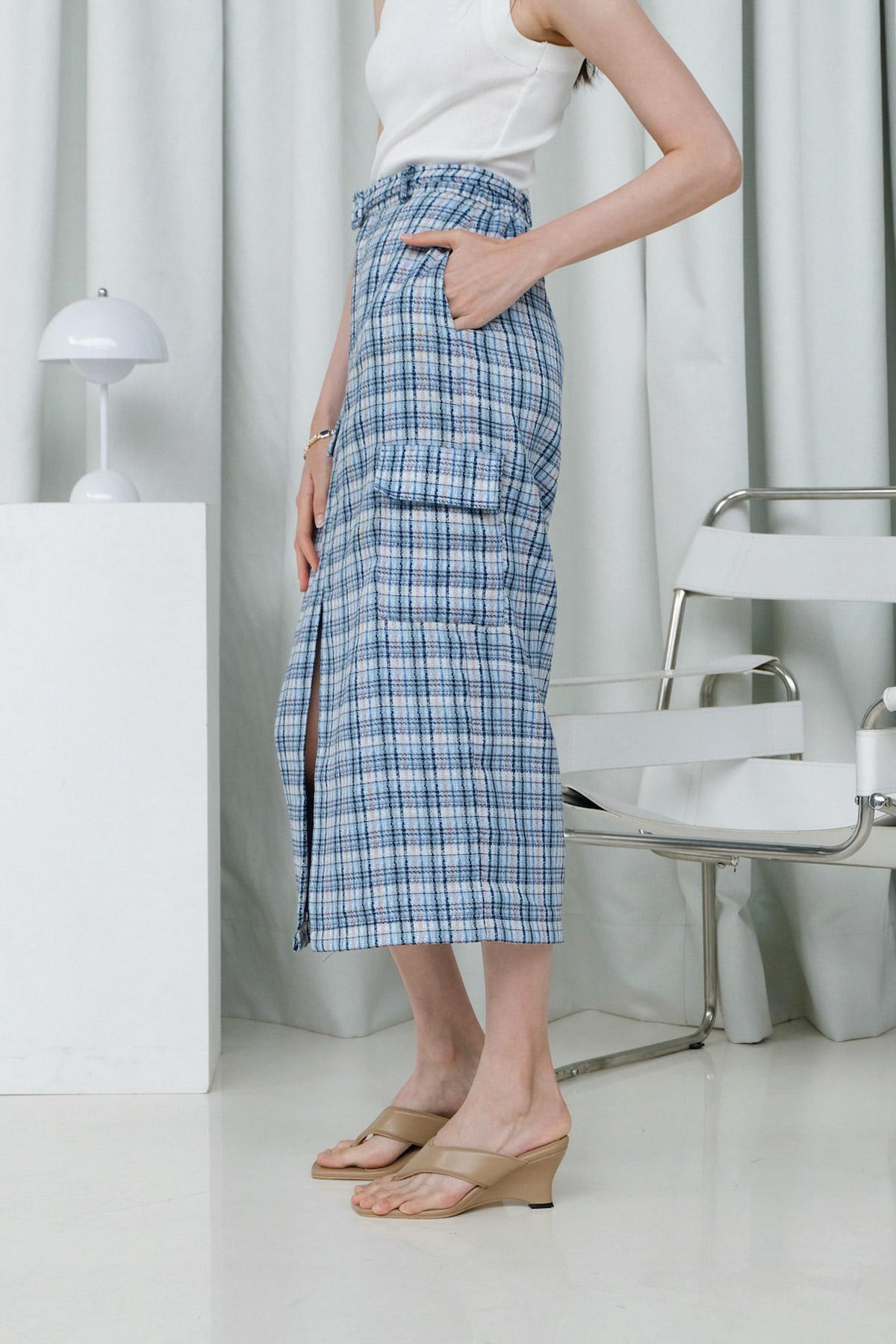 Leica Skirt Tweed Blue - EESOME