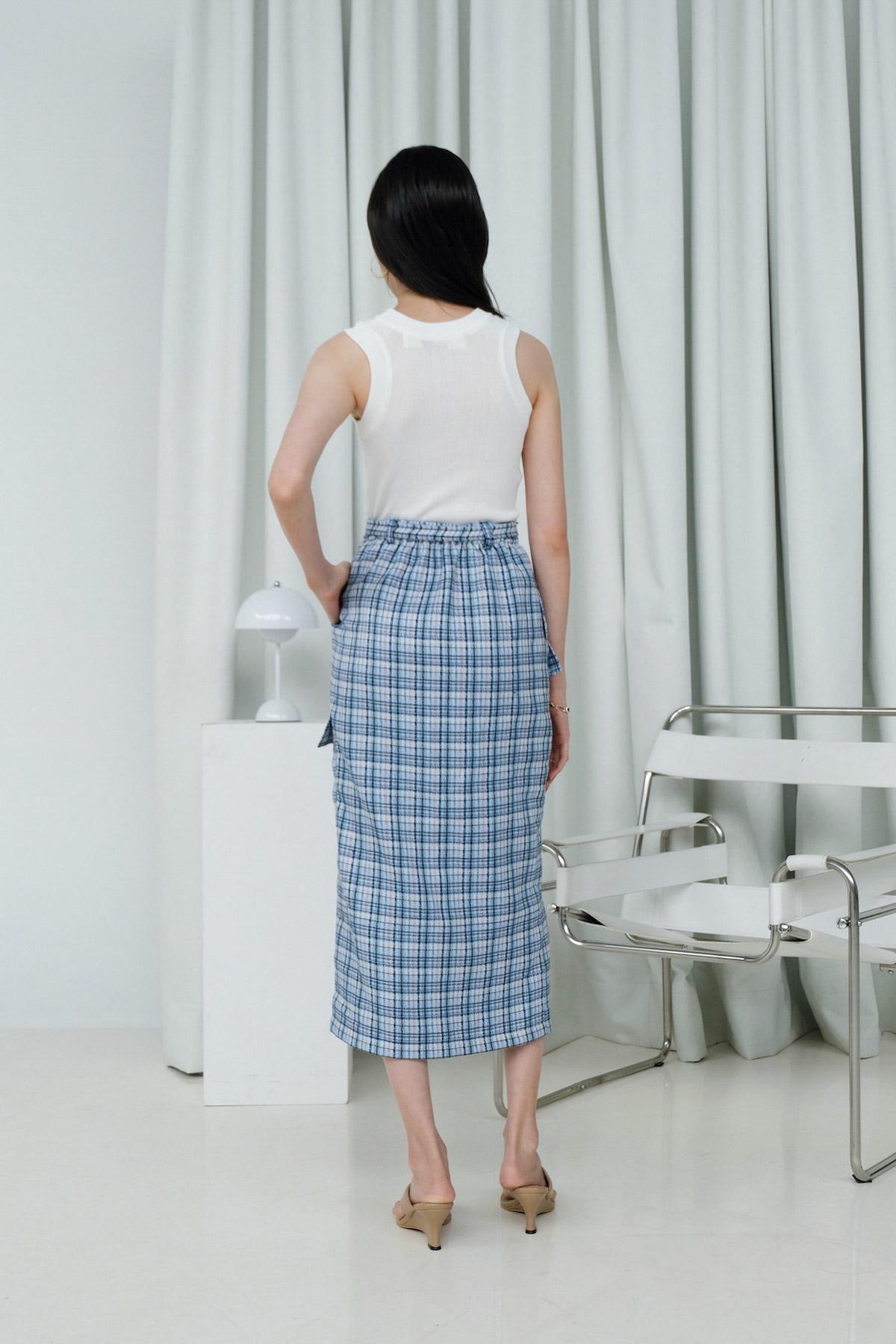 Leica Skirt Tweed Blue - EESOME