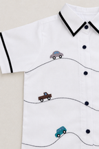 Lots Petite Shirt Off White Navy detail