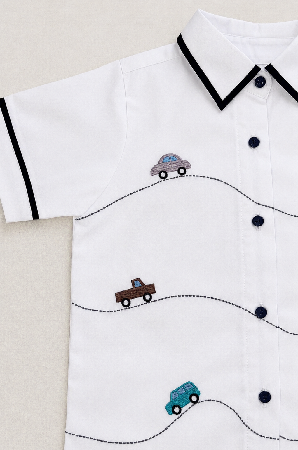 Lots Petite Shirt Off White Navy detail