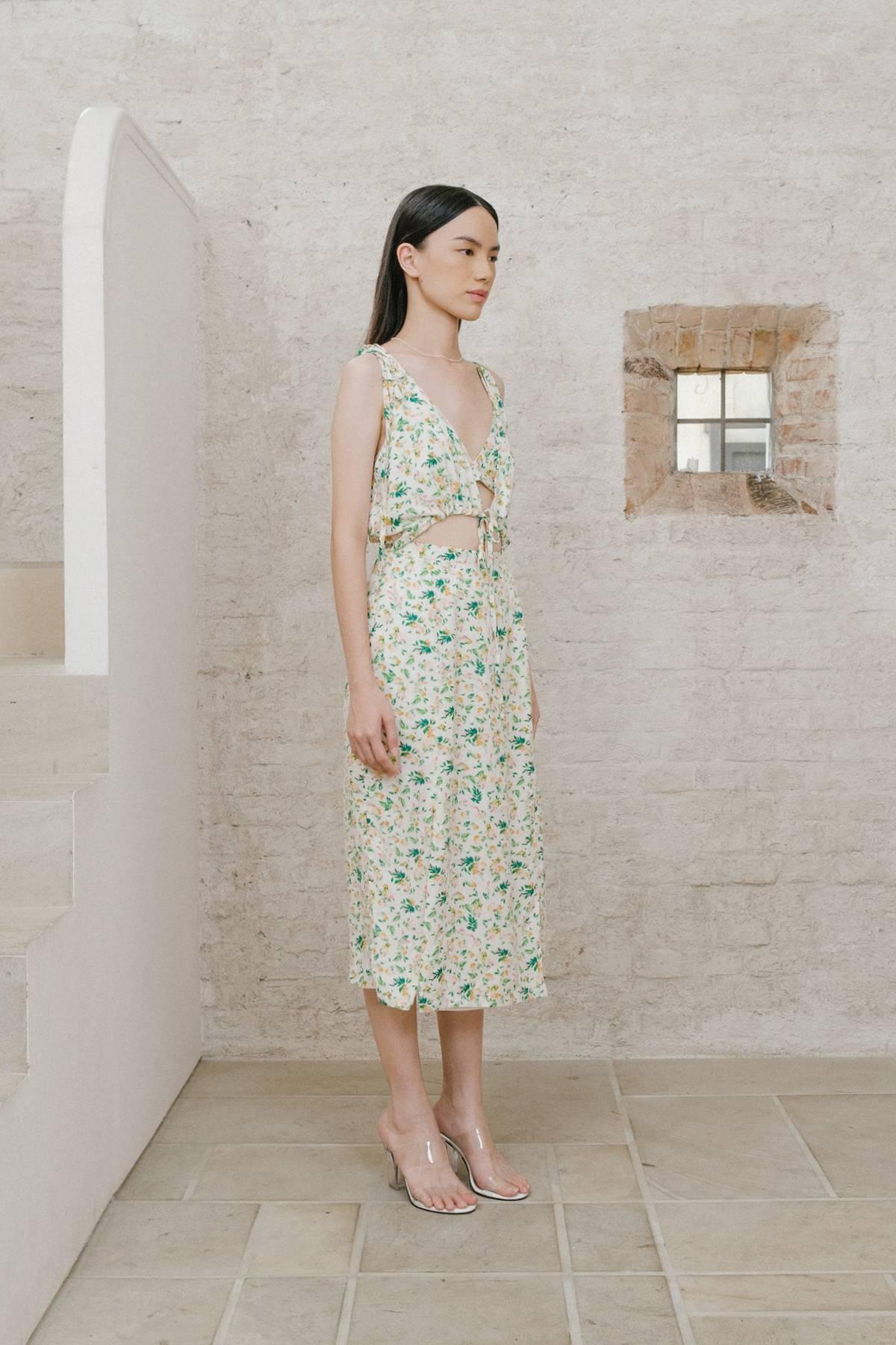 Mimi Set Dress &amp; Bra Top Floral Print - EESOME