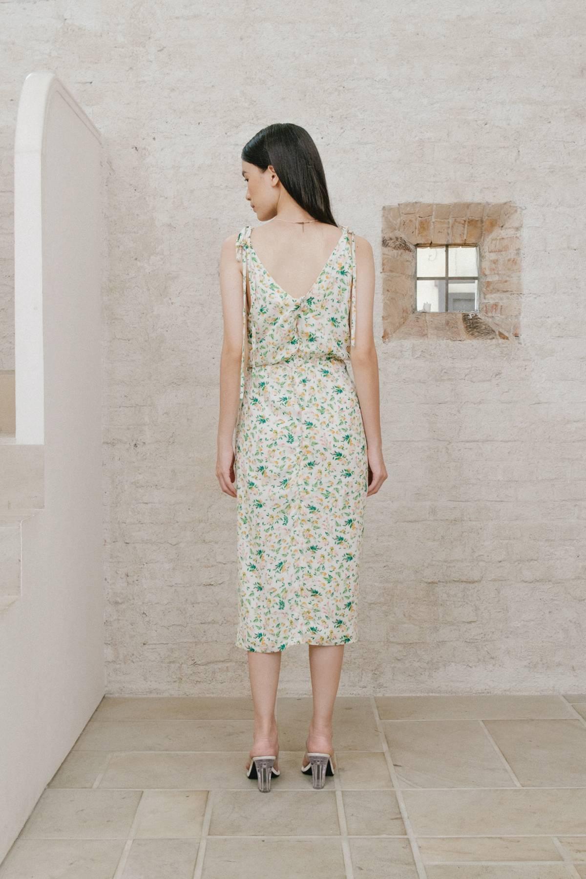 Mimi Set Dress &amp; Bra Top Floral Print - EESOME