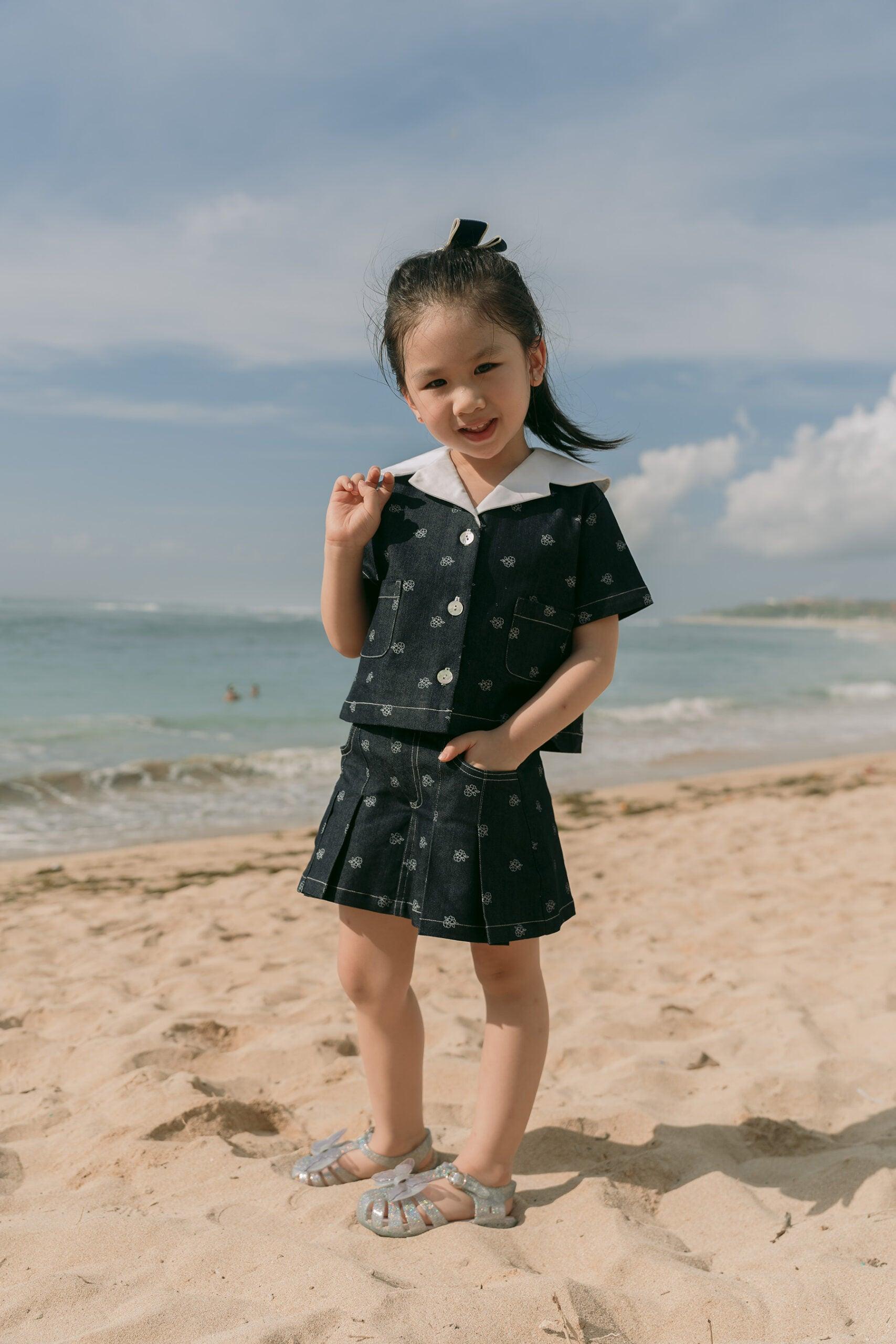Minju Petite Set Denim Blue - EESOME