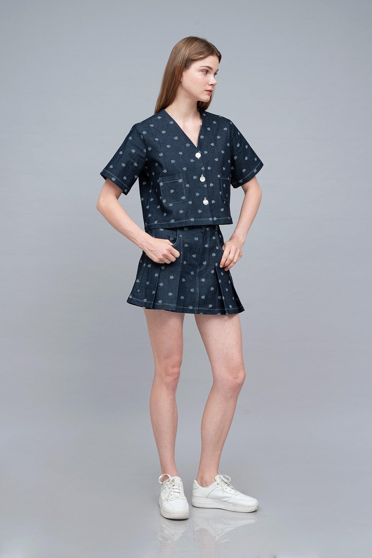 Minju Skort Denim Blue - EESOME