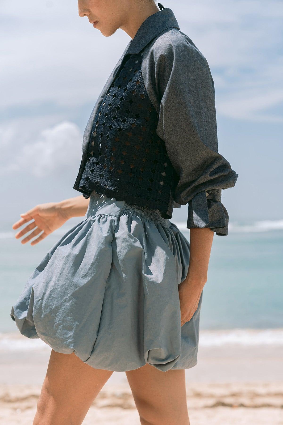 Molly Bubble Skirt Dusty Blue - EESOME