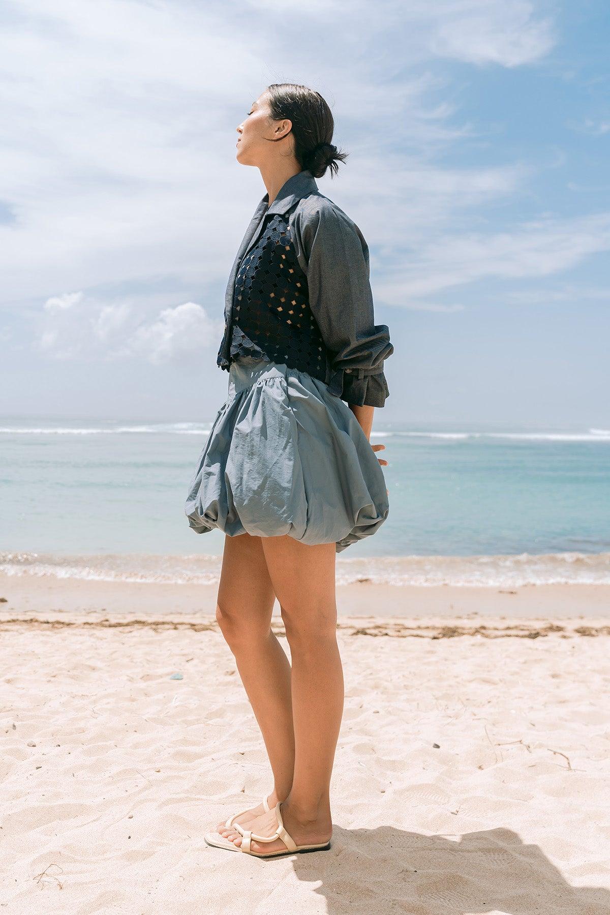 Molly Bubble Skirt Dusty Blue - EESOME
