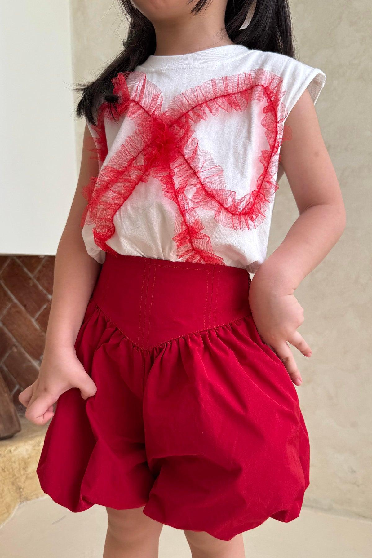 Molly Petite Bubble Shorts Red - EESOME