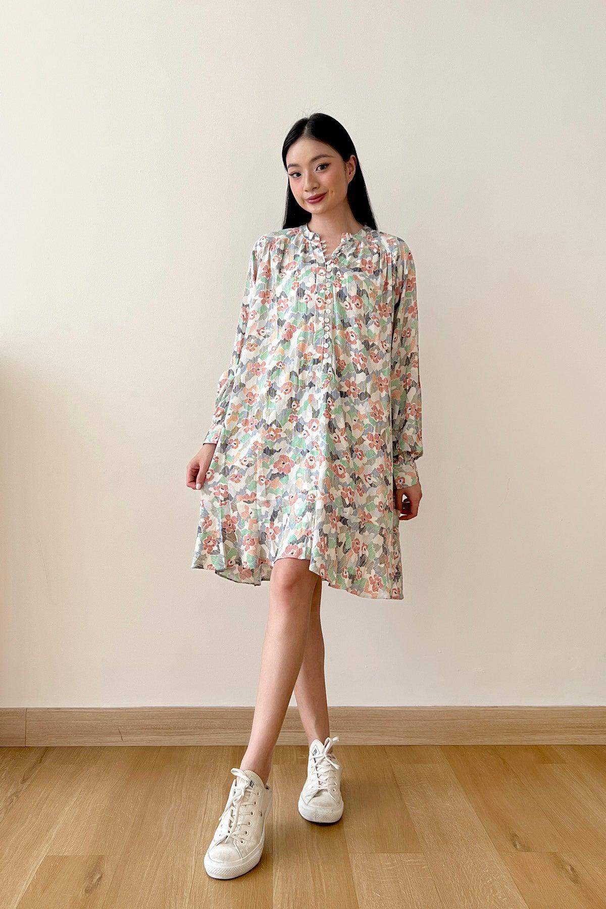 Nora Dress Multicolor Abstract - EESOME