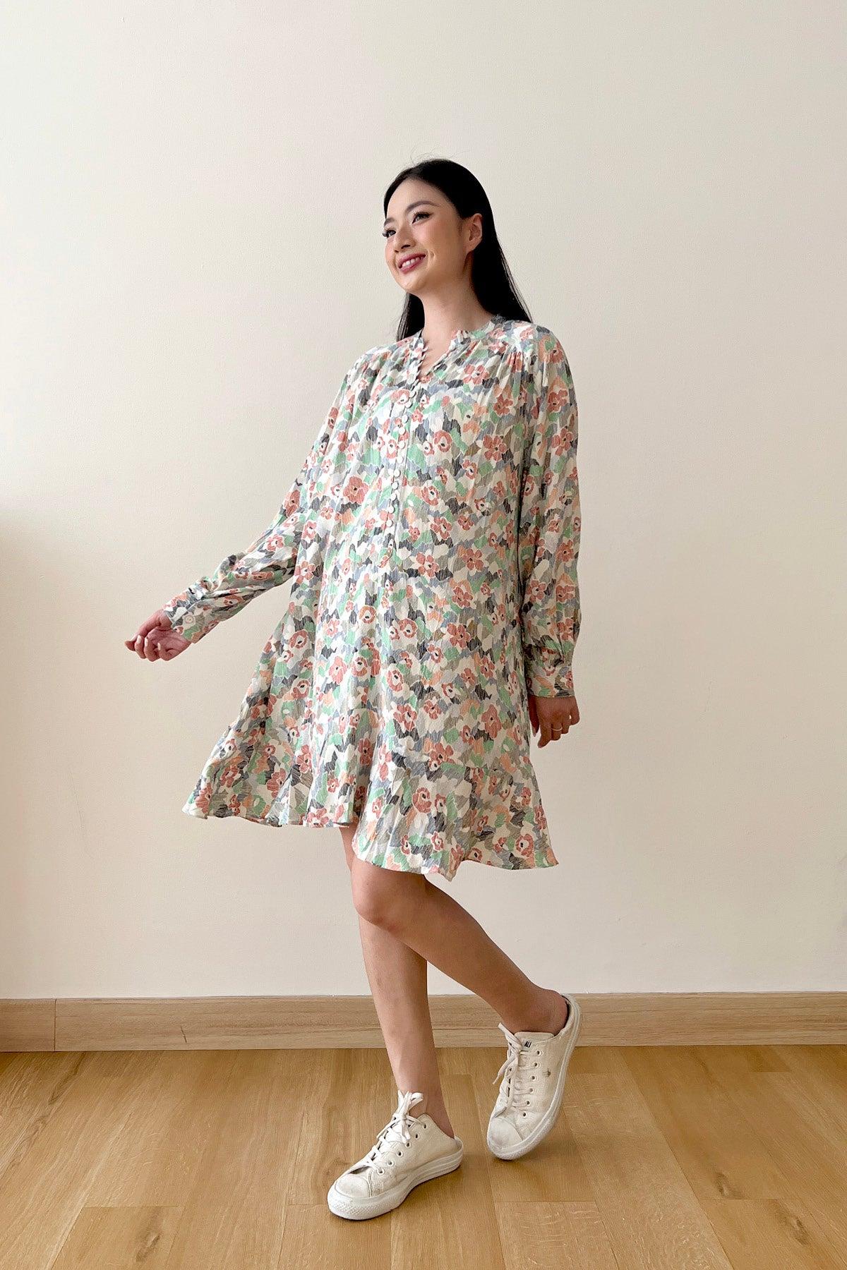 Nora Dress Multicolor Abstract - EESOME