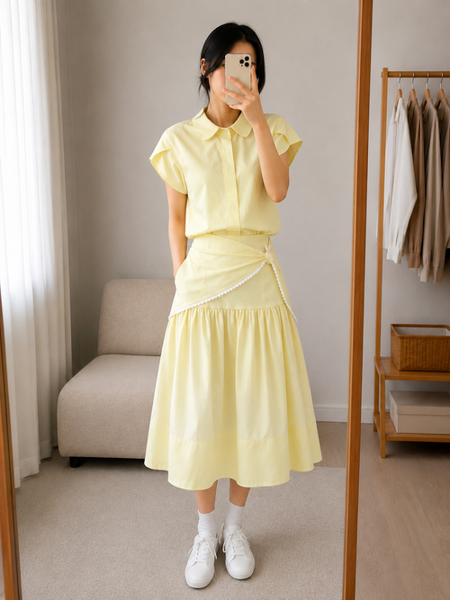 Parc Midi Skirt With Scarf L.Yellow