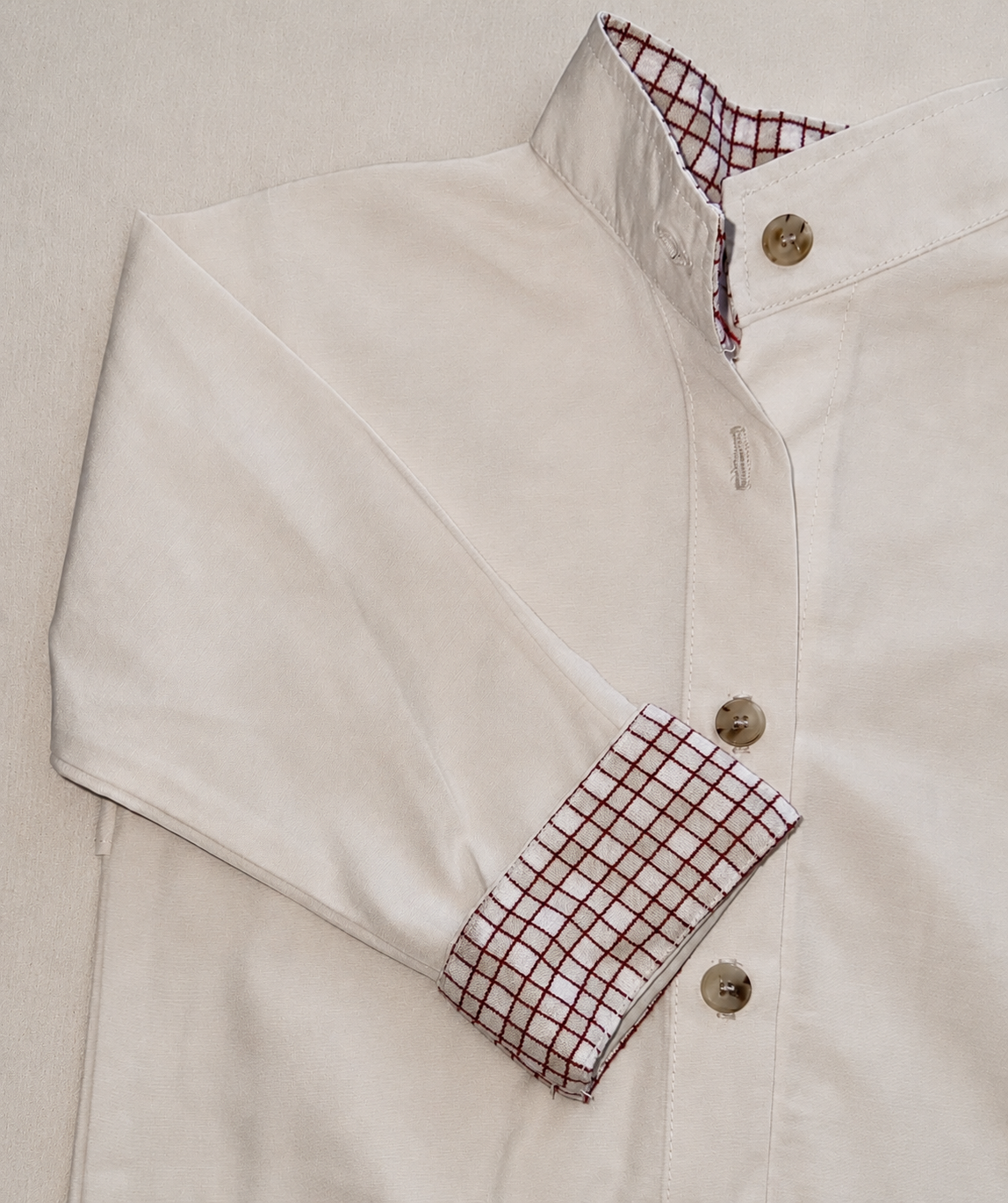 Picnic Petite Summer Coat Khaki Plaid detail