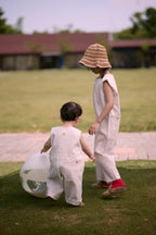 Rowan Petite Jumpsuit Gingham Beige