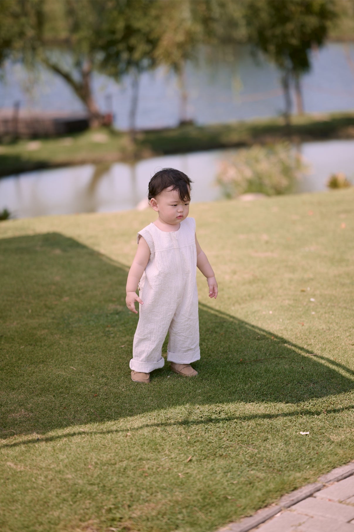 Rowan Petite Jumpsuit Gingham Beige