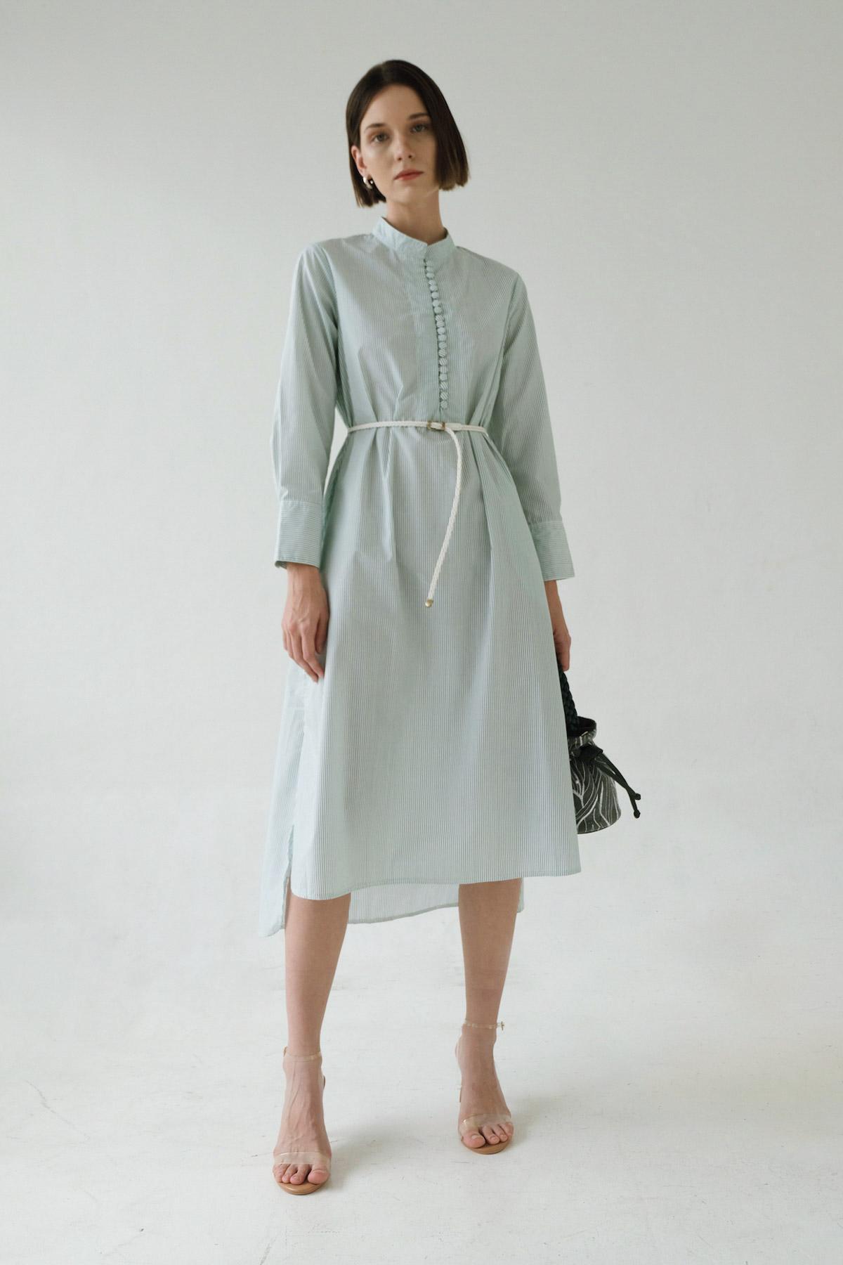 Serena Dress Stripes Green - EESOME