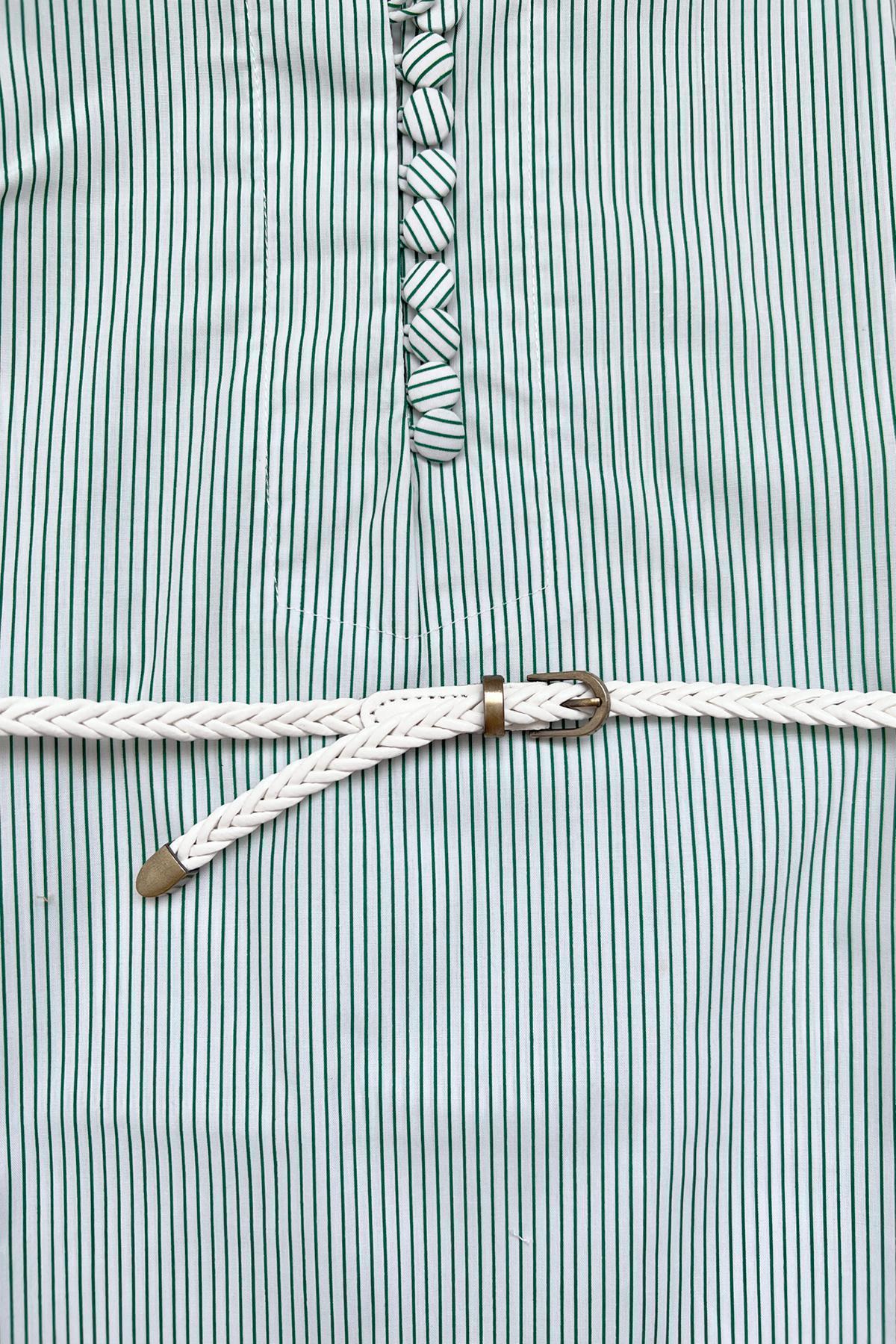 Serena Dress Stripes Green - EESOME