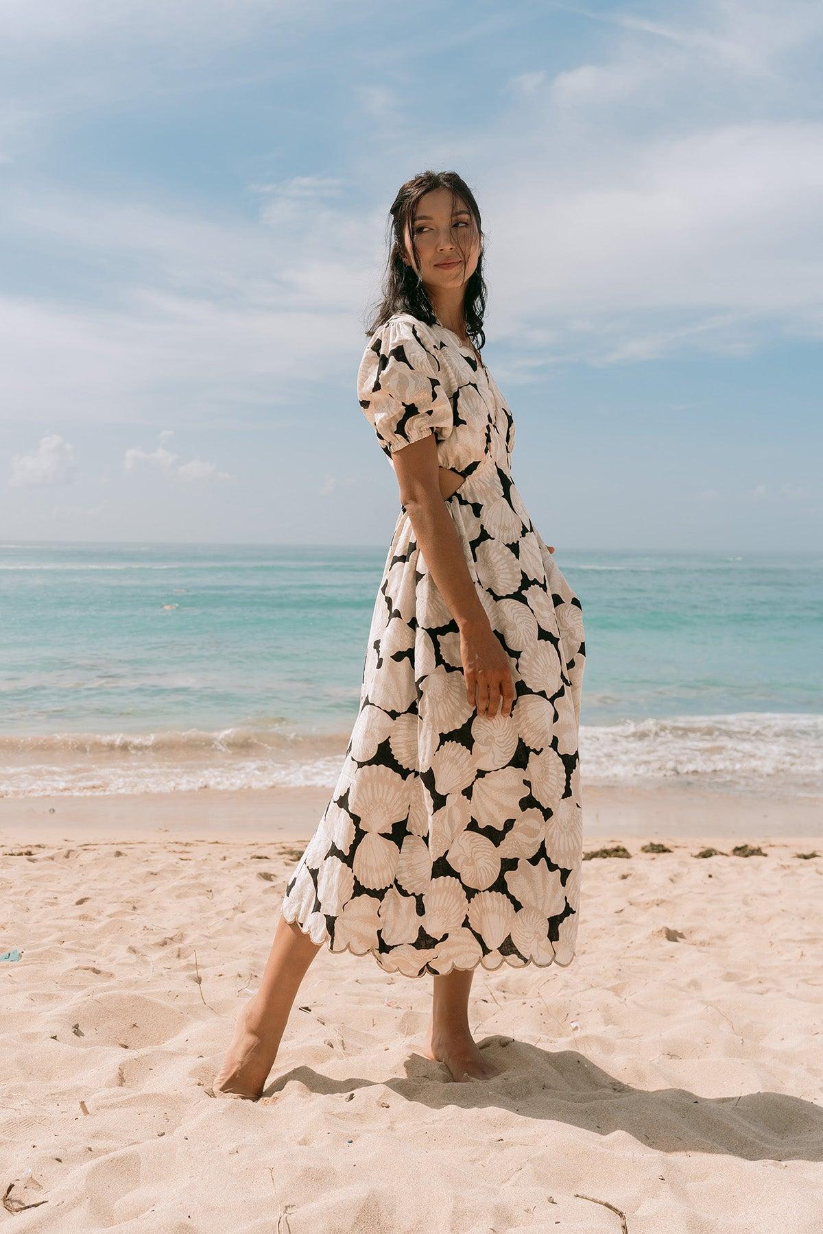 Shelly Dress Brown Shell - EESOME
