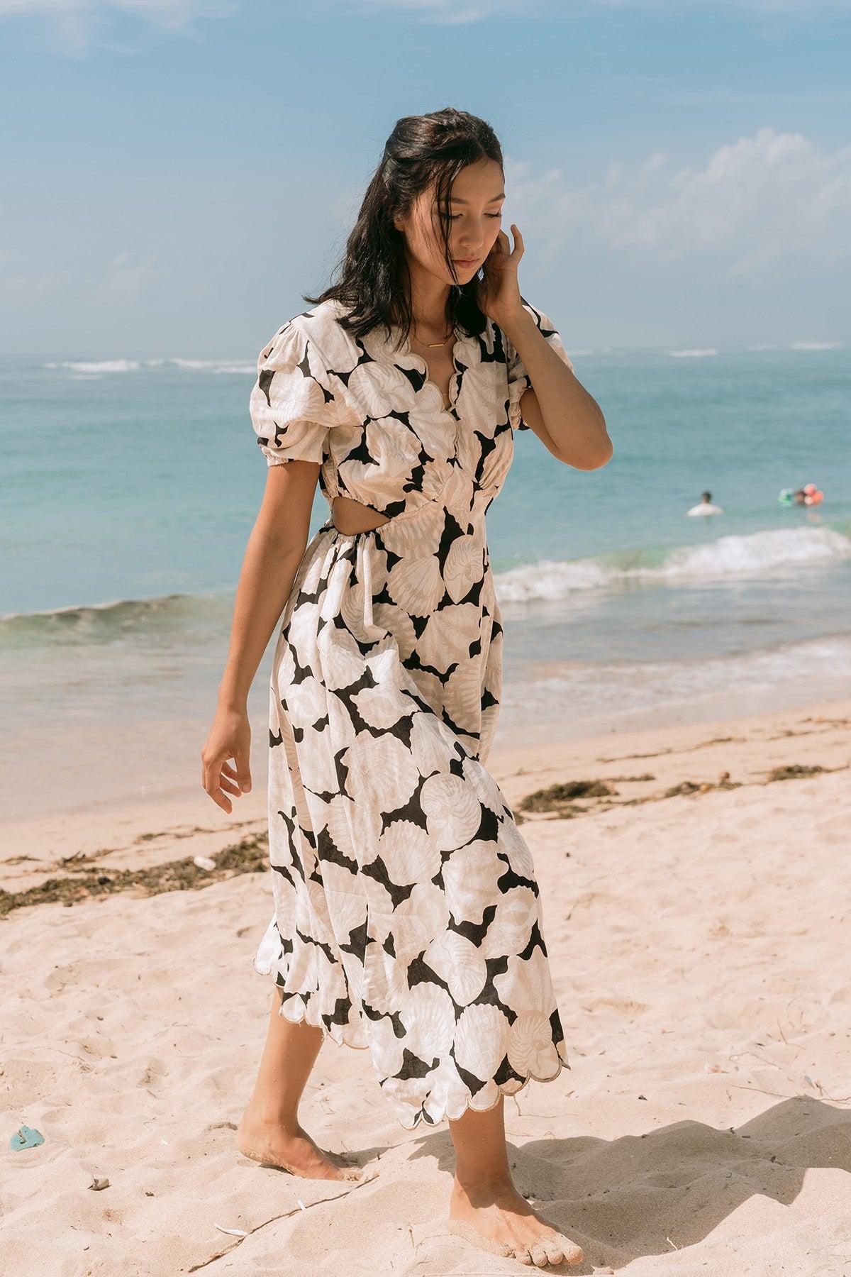 Shelly Dress Brown Shell - EESOME