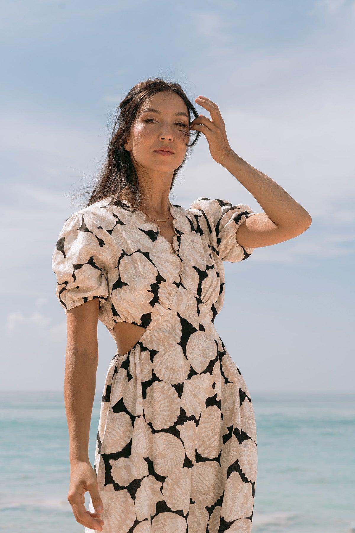 Shelly Dress Brown Shell - EESOME
