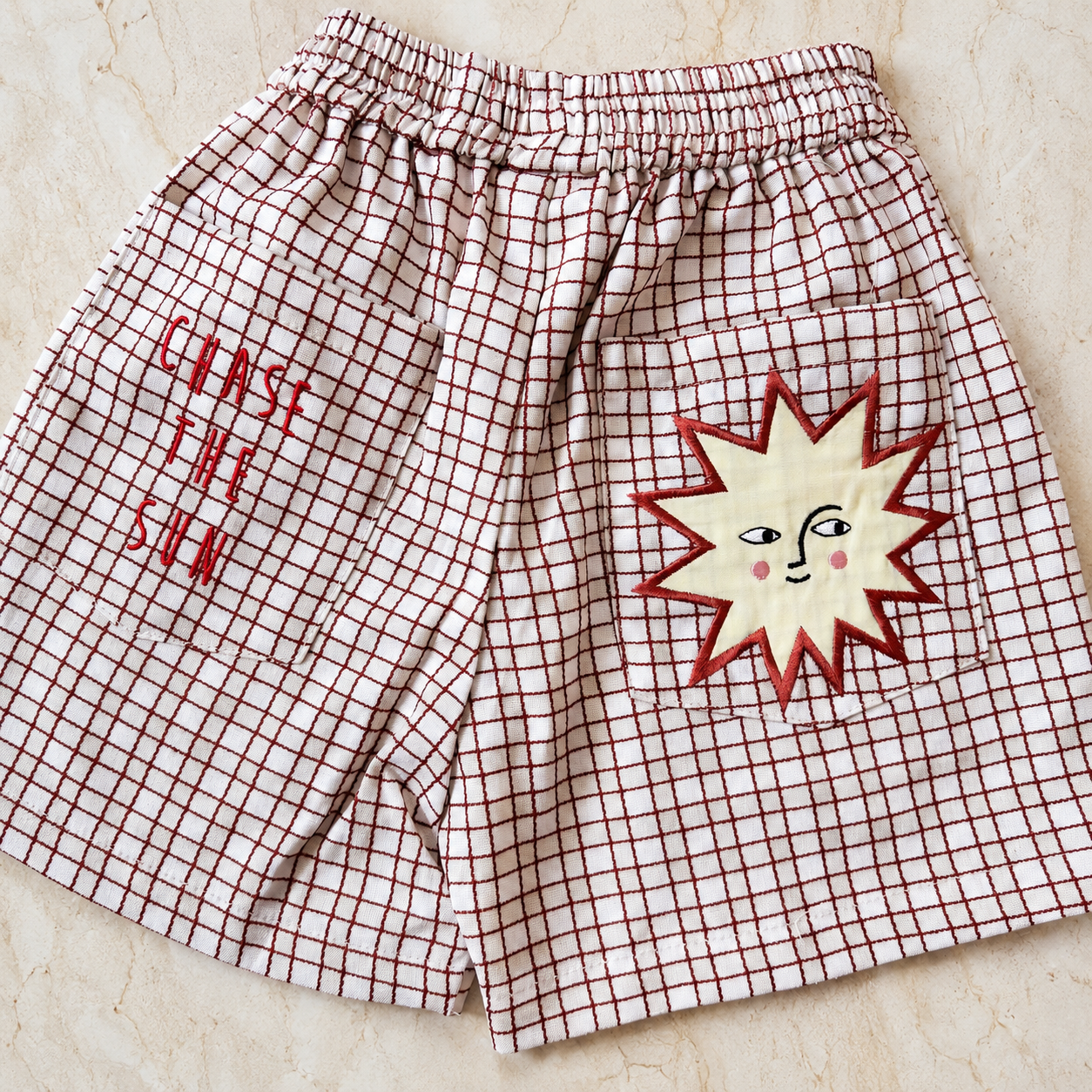 Soleil Petite Shorts Plaid Red detail 1