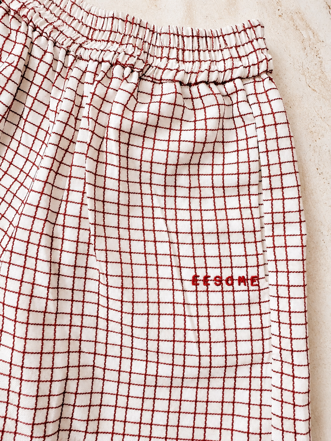 Soleil Petite Shorts Plaid Red detail 2