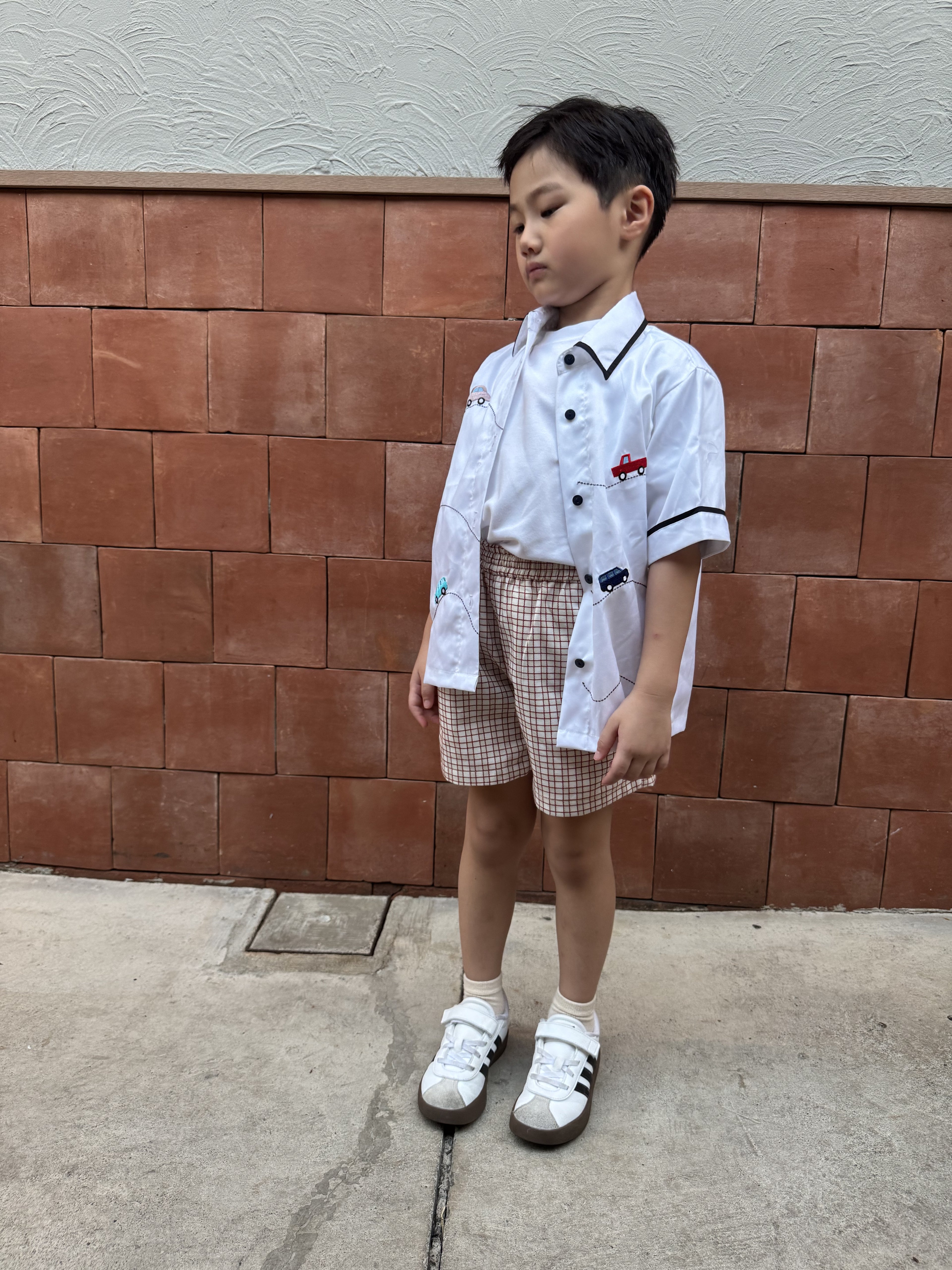 Soleil Petite Shorts Plaid Red