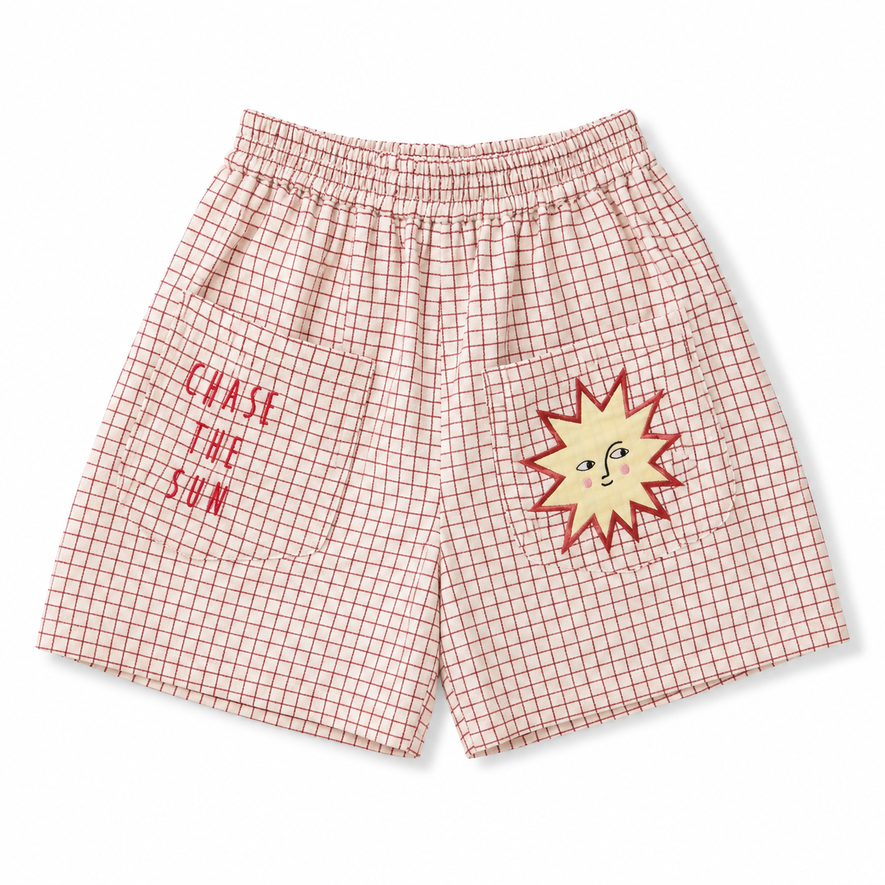 Soleil Petite Shorts Plaid Red