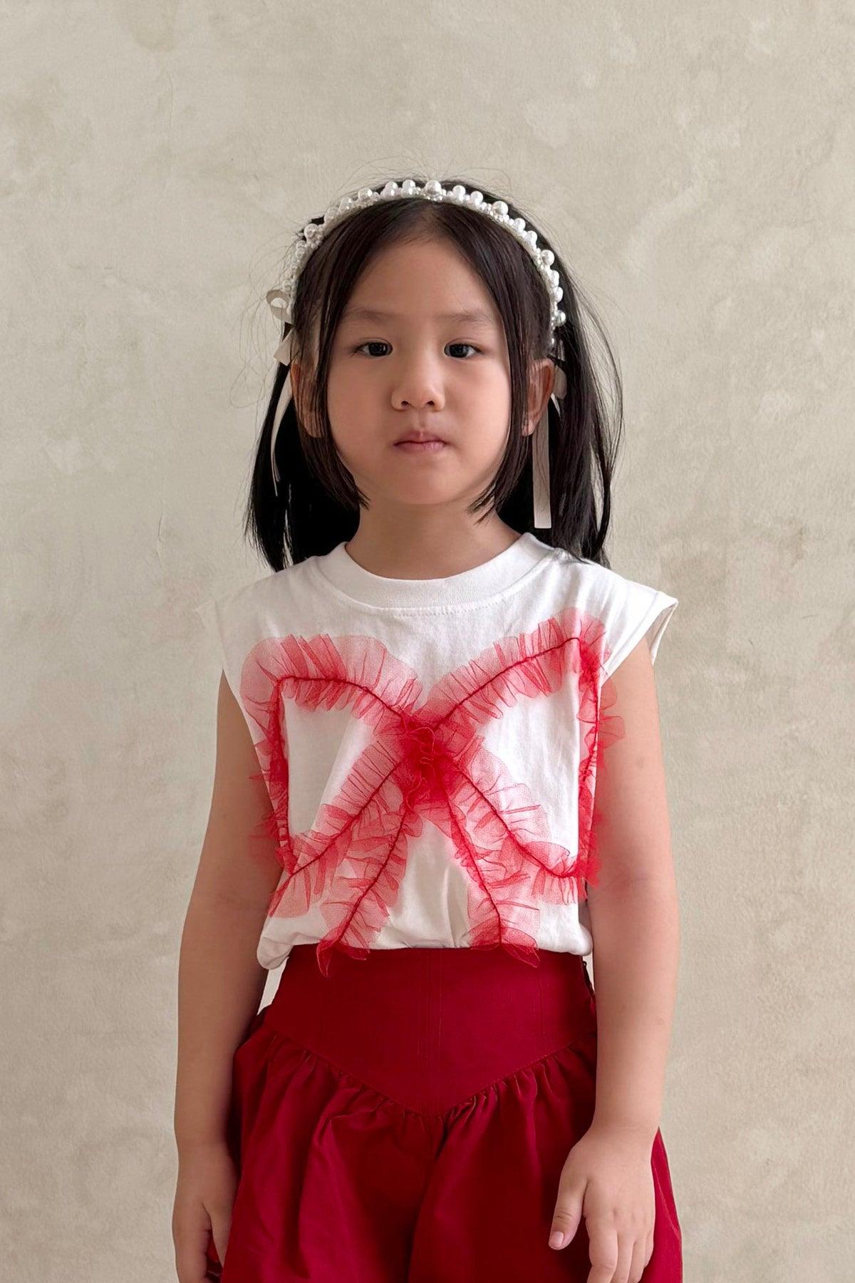 Tutu Petite Muscle Tee White Red - EESOME