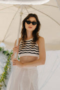 Vague Knit Bra Top Black-White - EESOME