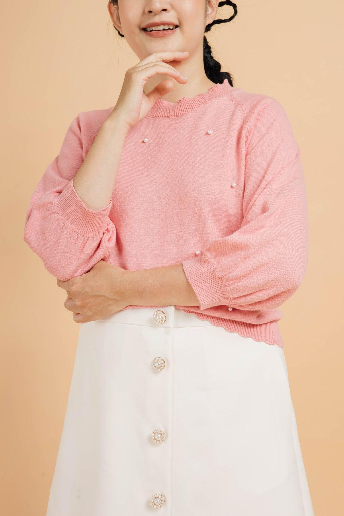 Virra Knit Top Pink - EESOME