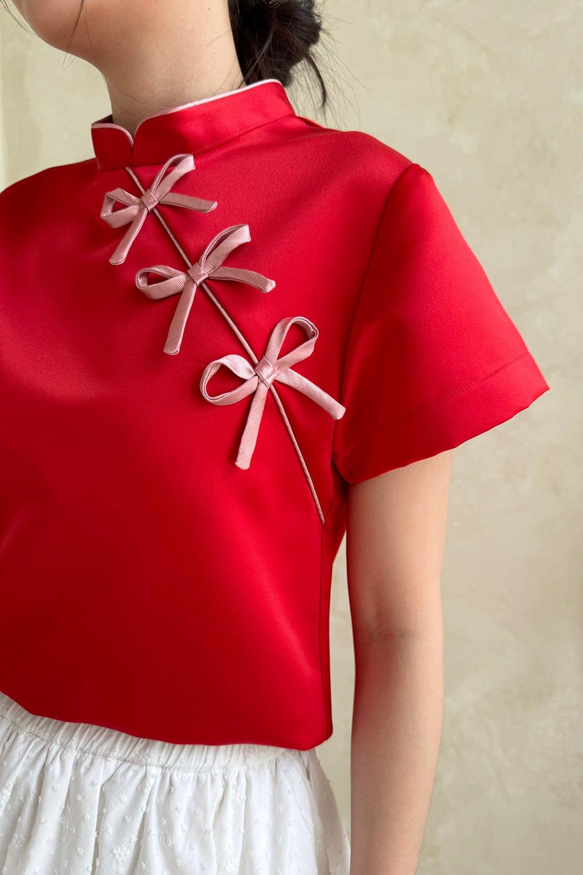 Yin Top Red Satin - EESOME
