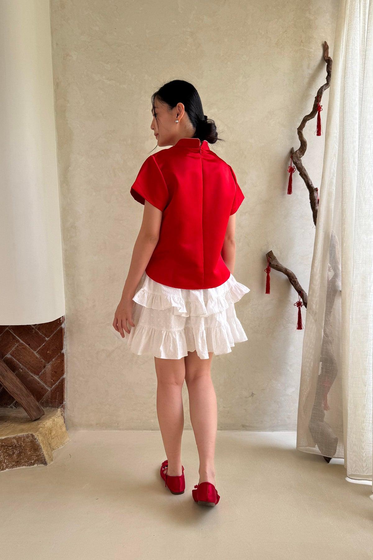 Yin Top Red Satin - EESOME