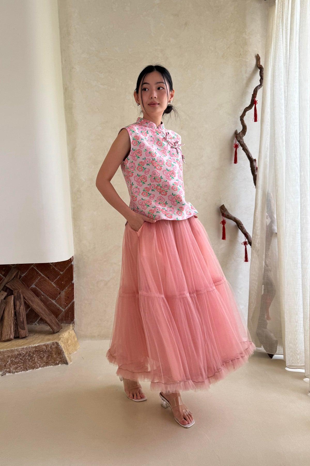 Yuan Tulle Skirt Pink - EESOME