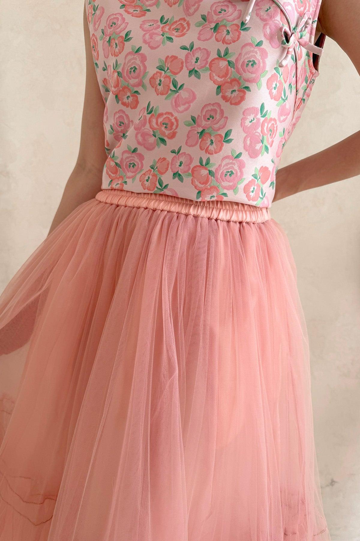 Yuan Tulle Skirt Pink - EESOME