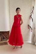 Yuan Tulle Skirt Red - EESOME
