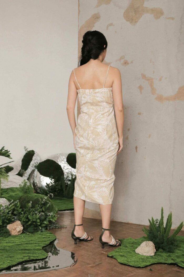 Sarah Dress Khaki Palm EESOME